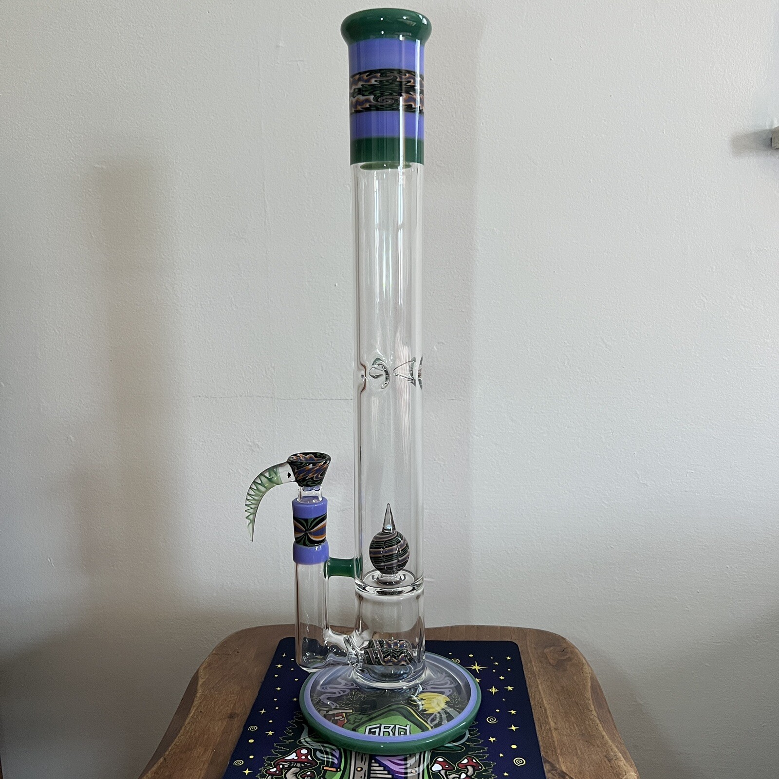 2K Glass Worked WigWag 18mm Tube Heady Art Hookah Tabacco Water Pipe