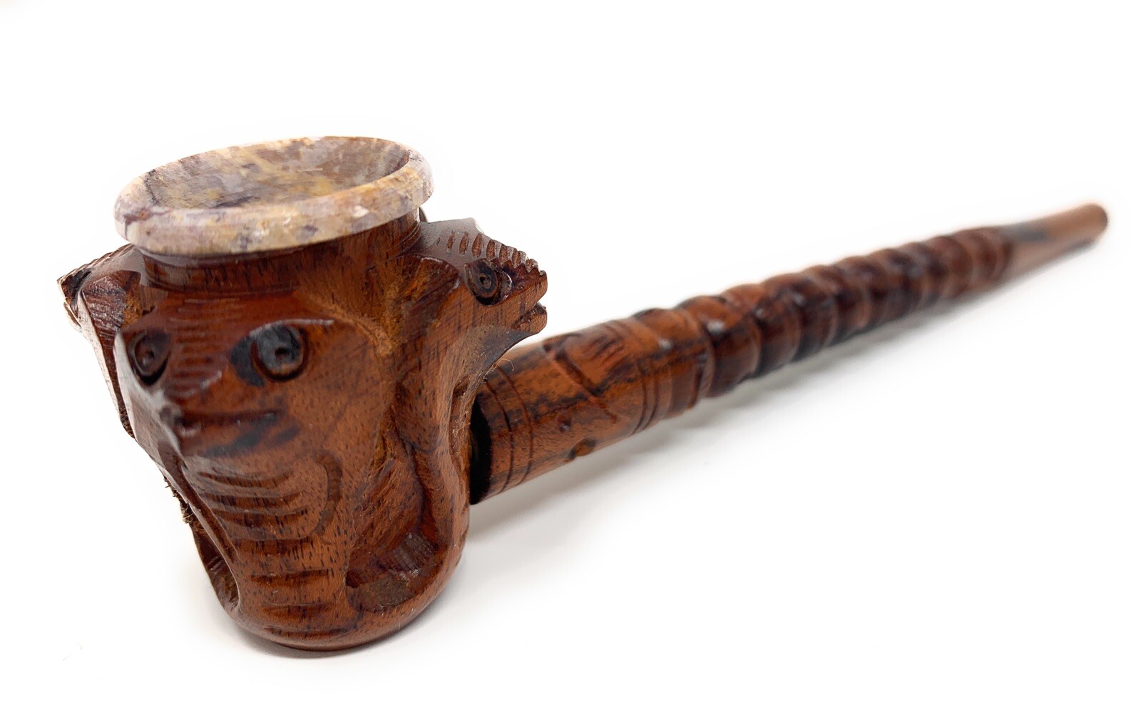 8 inch Snake stone wood Pipe Smoking Churchwarden ebony wood stone bowl pipe