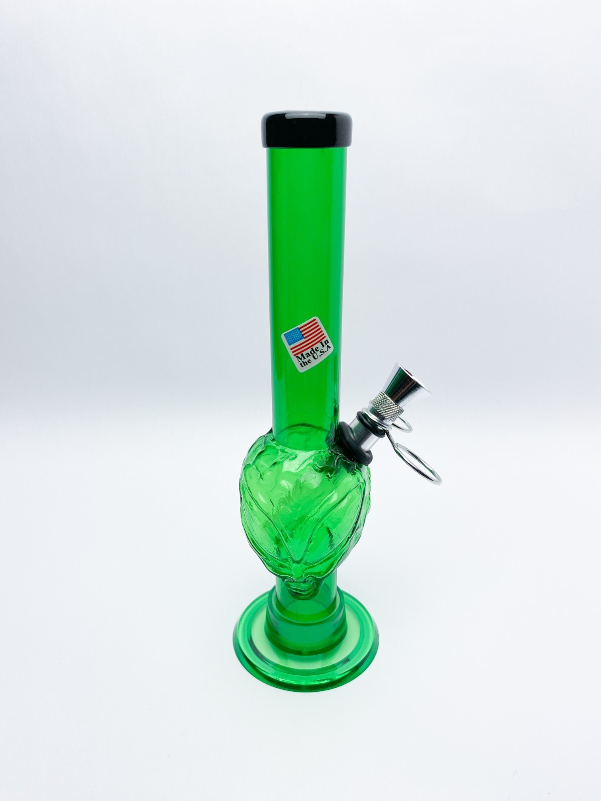 Acrylic 8&Prime; Inch Green Alien Design w/ Metal Slider Bowl HOOKAH WATER PIPE BONG
