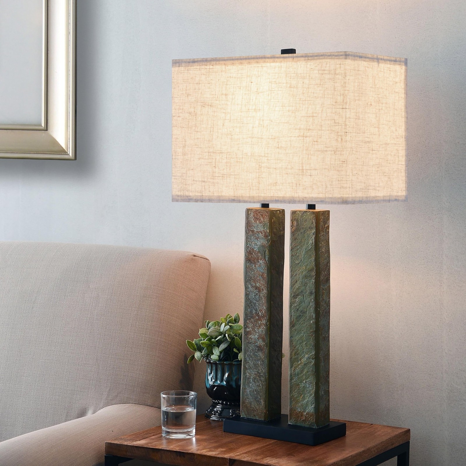 GO&SO Rectangle Lampshades Set of 2 Medium 14in x 8in x 9in Oatmeal Linen
