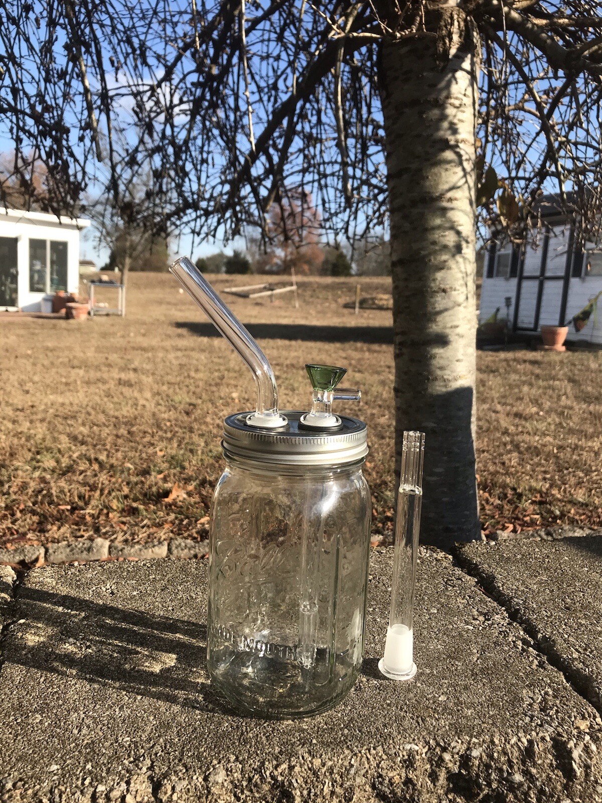 5-Arm Tree Downstem Mason Jar Bong 32oz 14mm Thick Bowl Mouthpiece Water Pipe