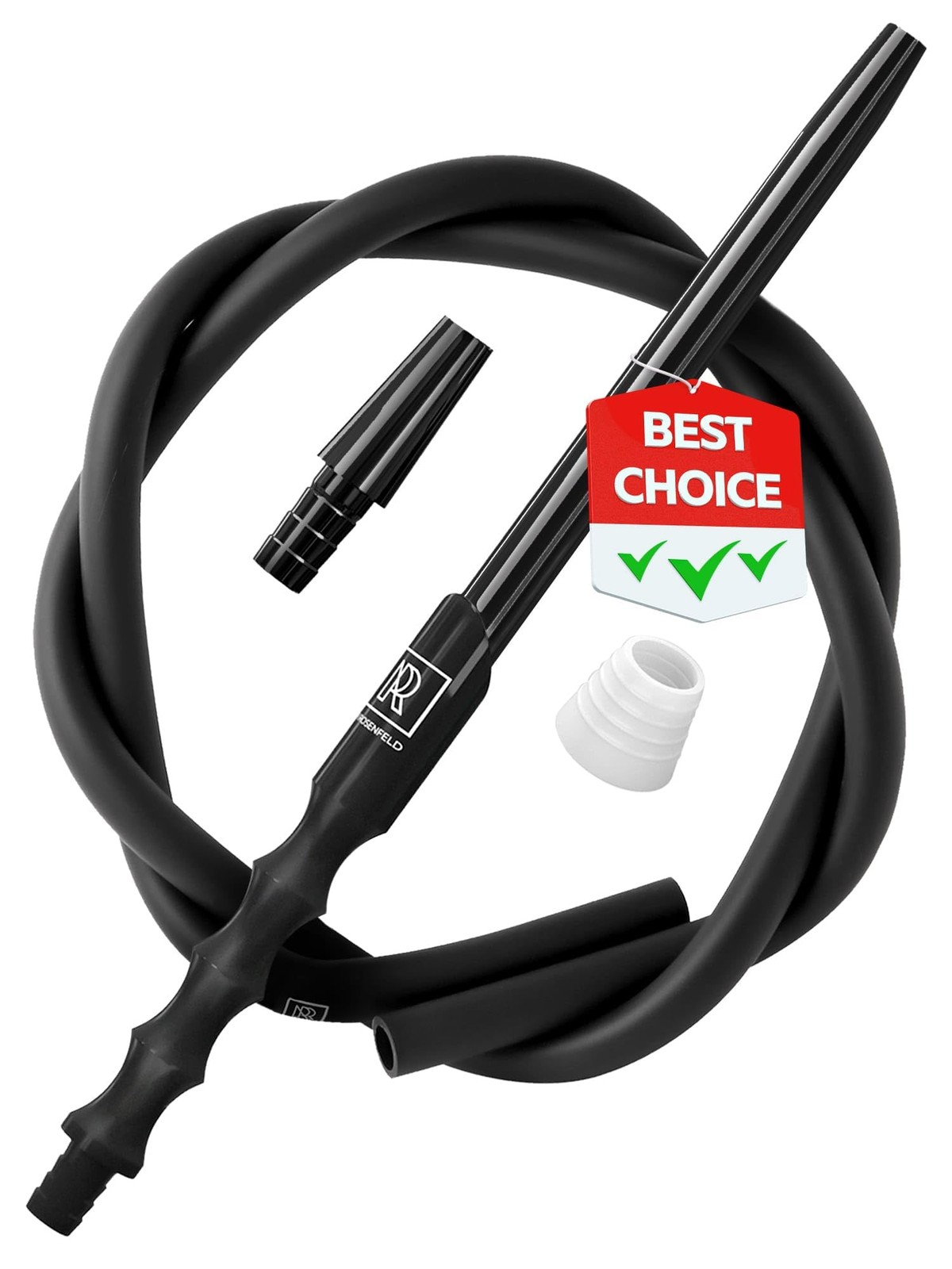 Hookah Black Hose with Hookah Adapter & Mouthpiece – Cleanable Silicone Hooka