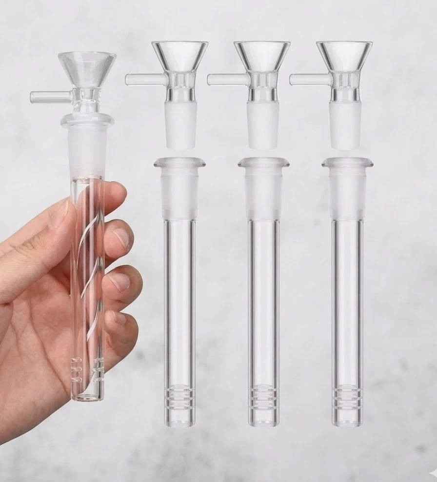 2-Pack 4.3 » 14mm Glass Downstem and 14mm Male Bowl Piece for Glass Bong