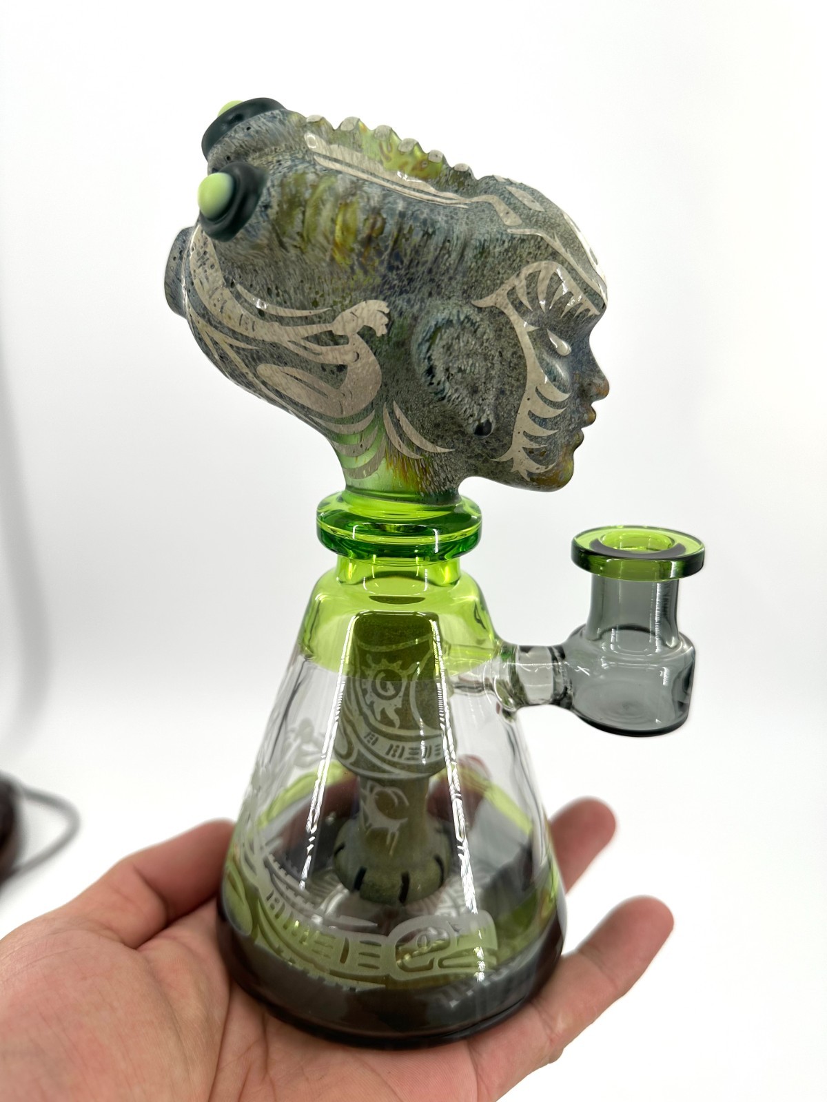 12&Prime; Black Skull Bubbler Glass Water Pipe Bong Perk 14mm Bowl Tobacco Hookah
