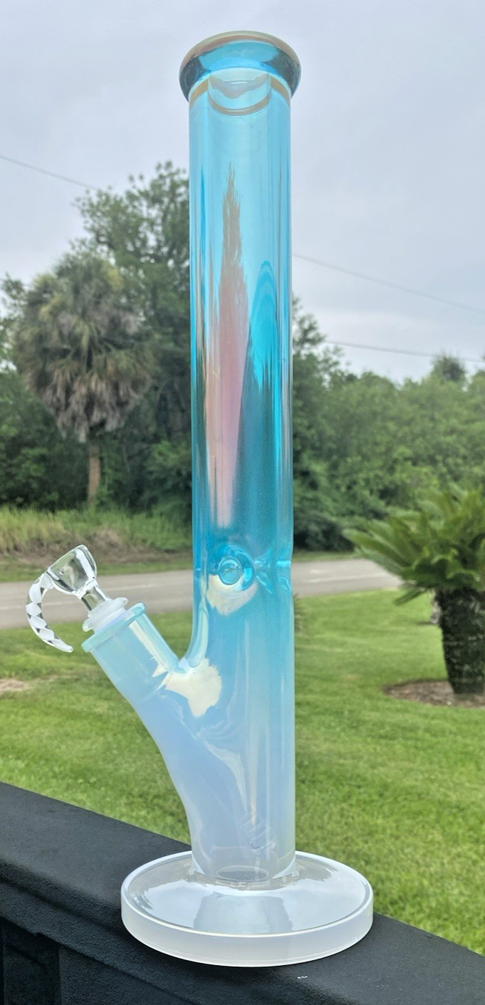 16.5&Prime; 9mm THICK Holographic Rainbow Borosilicate Glass Bong With Horned Bowl BIS