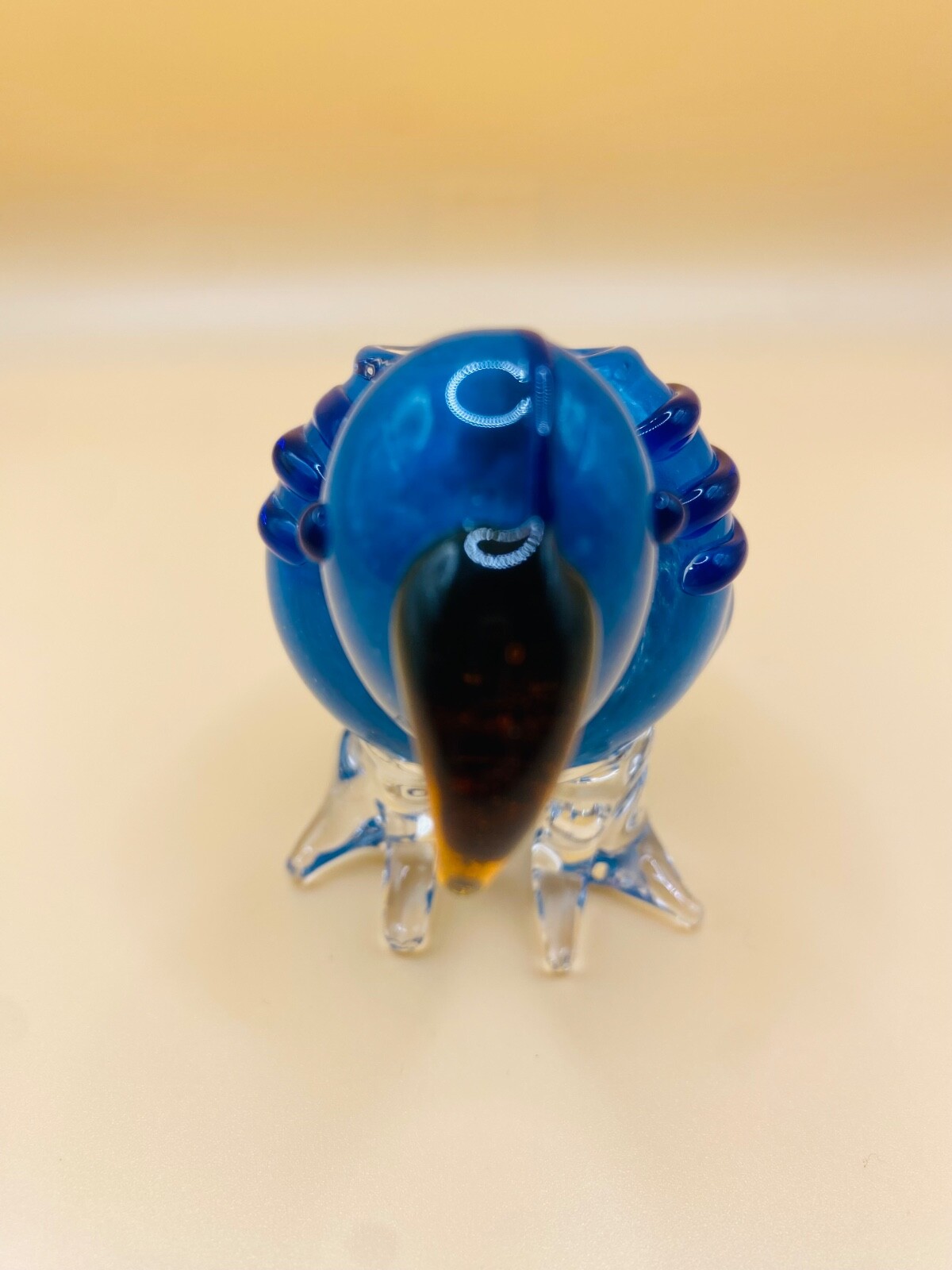 Collectible custom, tobacco, hookah glass parrot pipe white with blue stripes