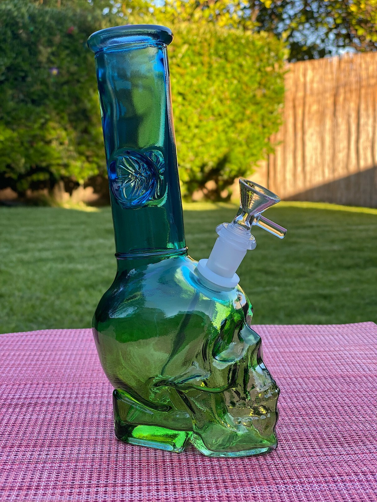 Green Skull 9&Prime; Heavy Glass Water Pipe Bong Bubbler Hookah Free Shipping