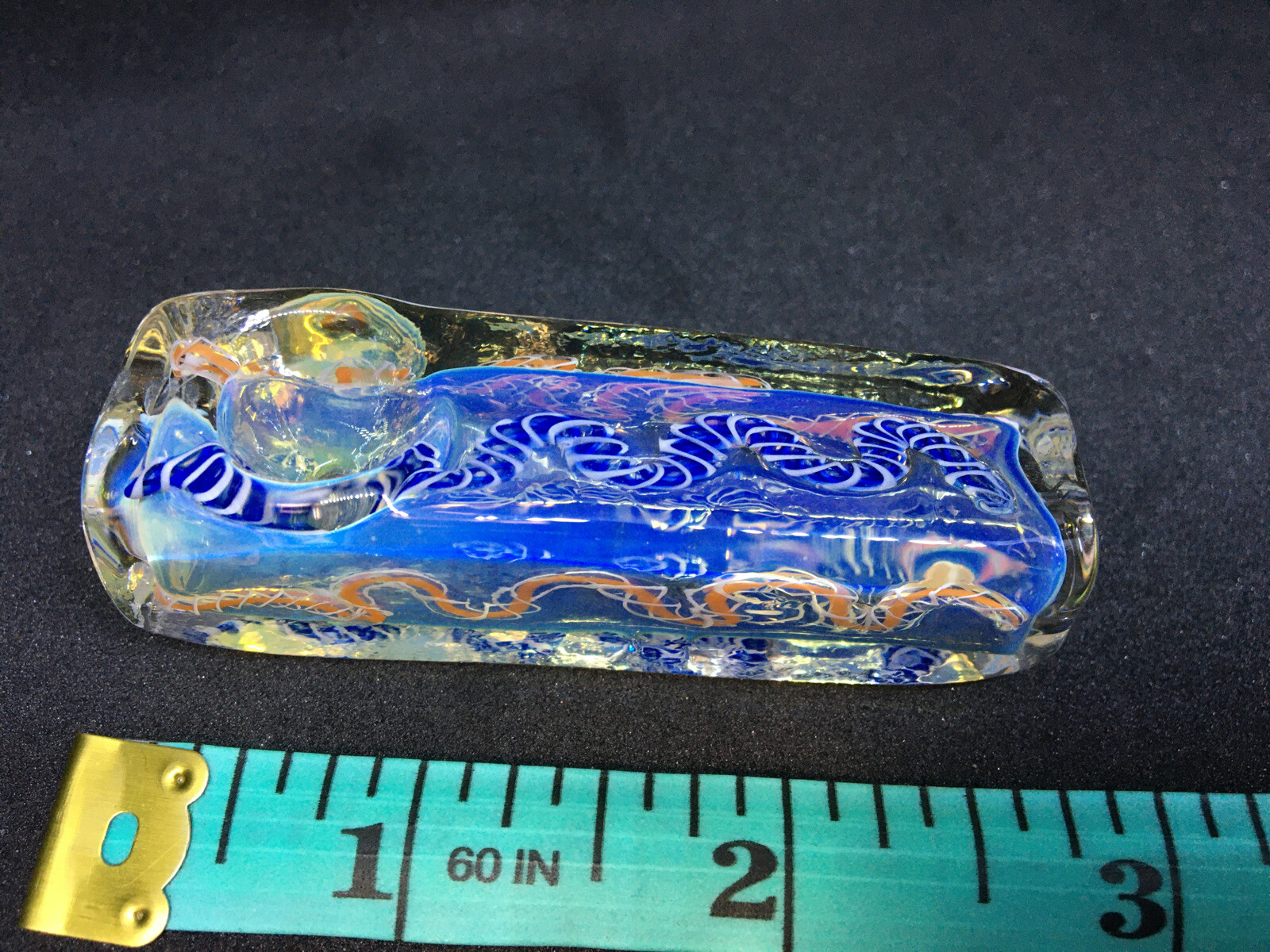 HEAVY SQUARE BLOCK MINI USA NEW TOBACCO SMOKING HAND PIPE BLOWN GLASS 2.5” XC23H