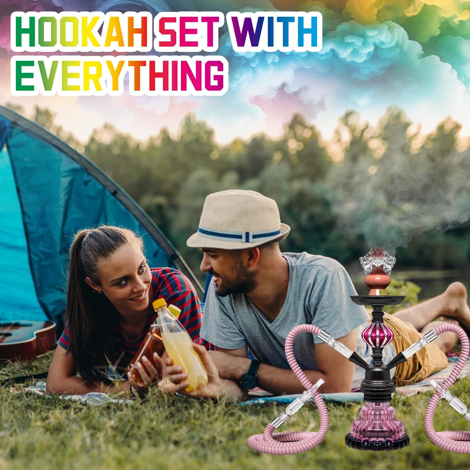 Travel Portable Hookah Set with Everything–Ideal for Social Gatherings、Road T…