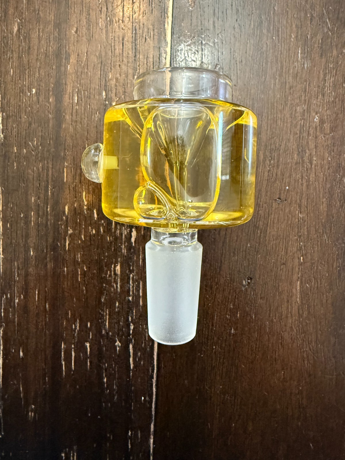 14MM GLYCERIN GLASS WATER BOWL PIPE YELLOW