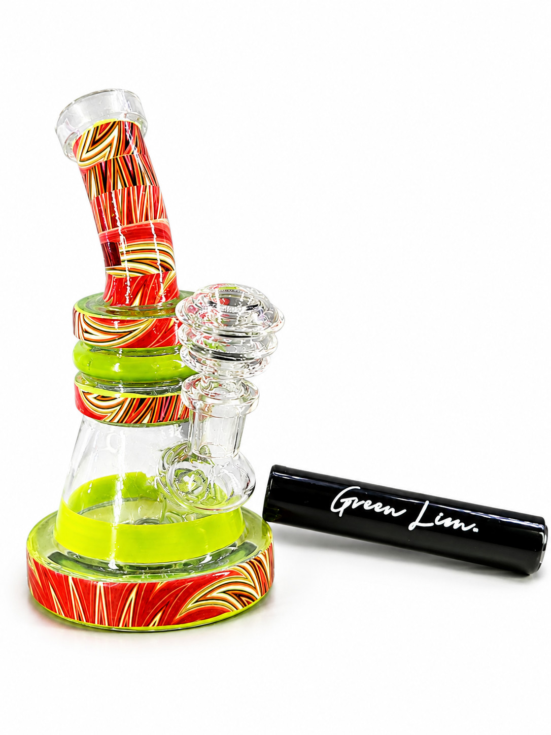 7&Prime; Glass Water Pipe Green Marble Accent Water Pipe Bong + Free Smell Proof Tube