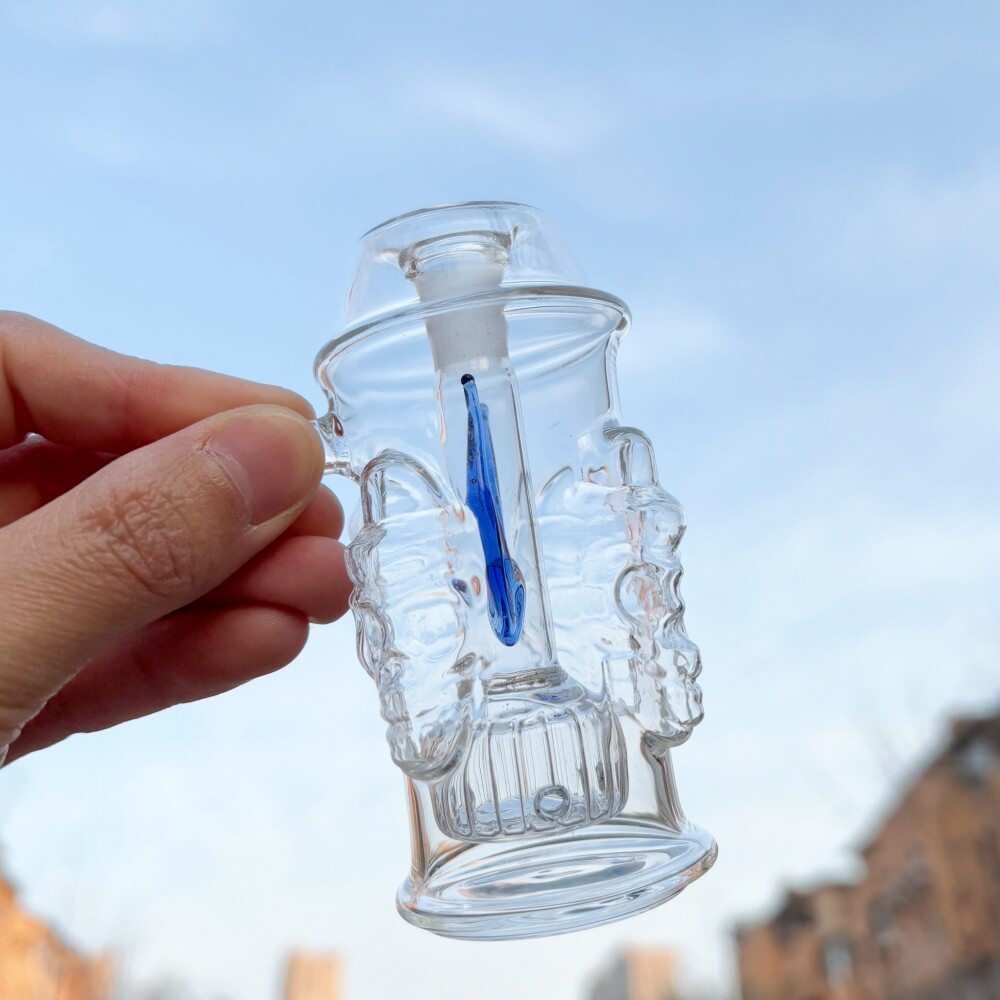 3.5 » Skull Bubbler Glass Bong Pyrex Hookah Smoking Water Pipe Shisha+Tube &Bowl