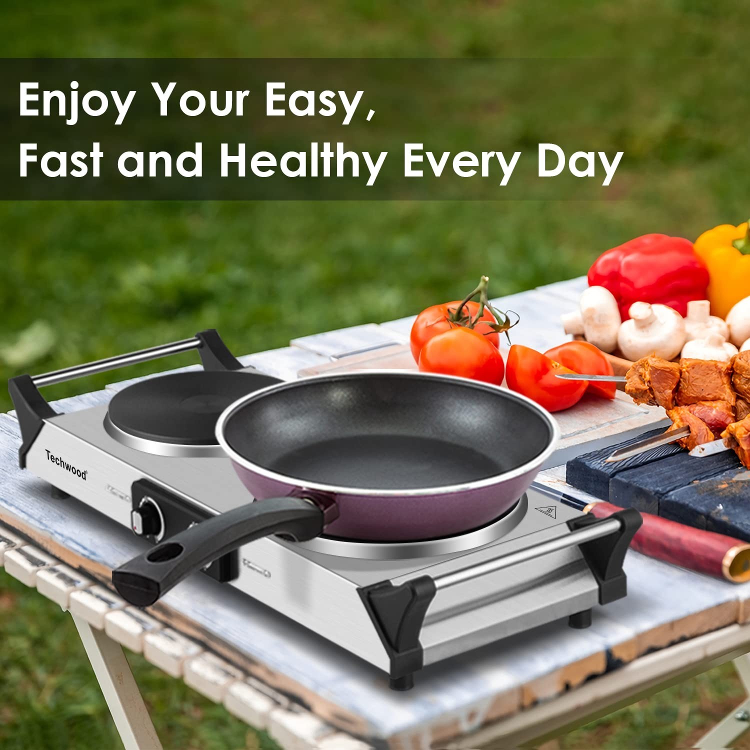 Hot Plate, Techwood Double Burner for Cooking, 1800W Countertop Electric Stov…
