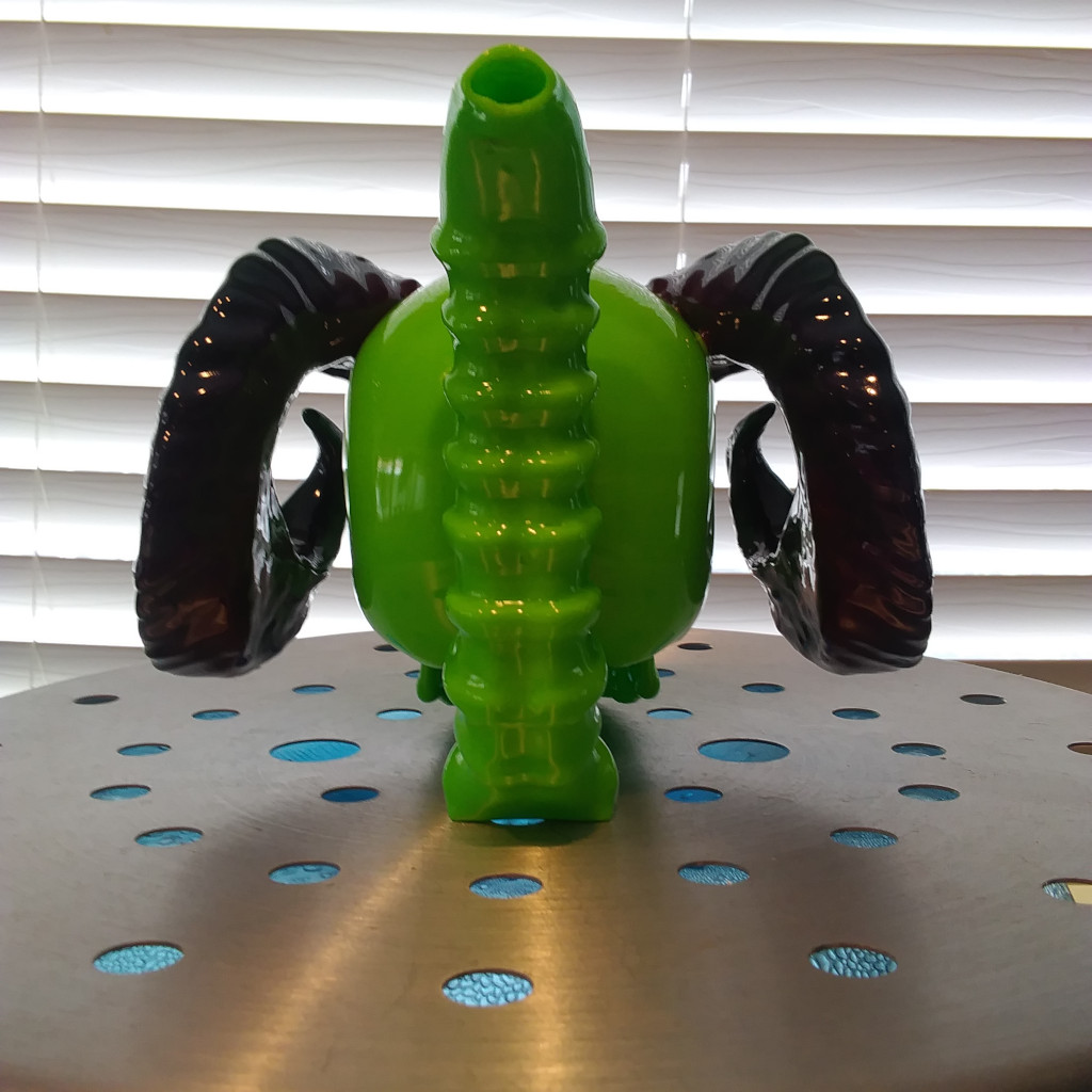 Horned Skull Bong Bubbler Neon Green