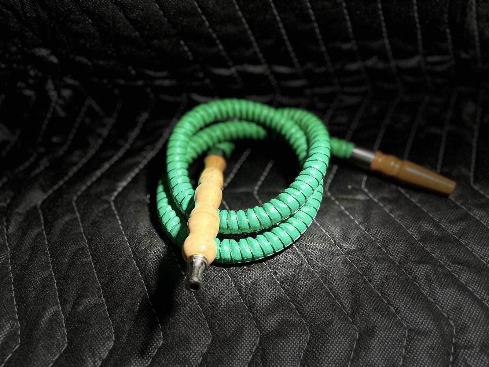 3 FT Green Hookah Hose With Wooden Tip Durable Washable Pipe
