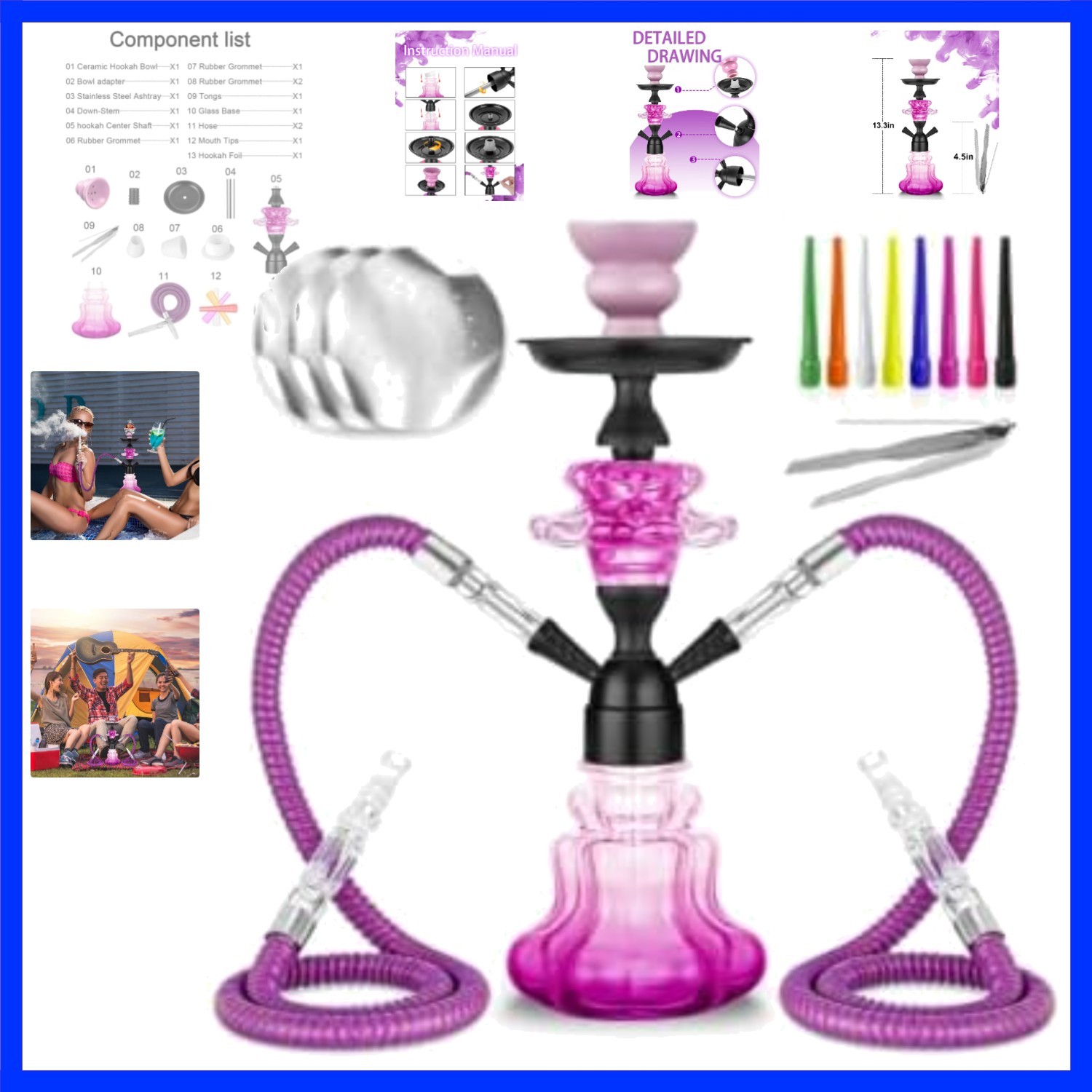 Hookah Set With Everything 14 » Shisha Hookah Complete Set – Glass Flower Vas…