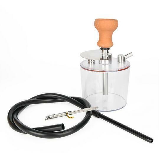 Aluminum Handle Cylindrical Mouthpiece Silicone Tube Acrylic Finished Hookah Set