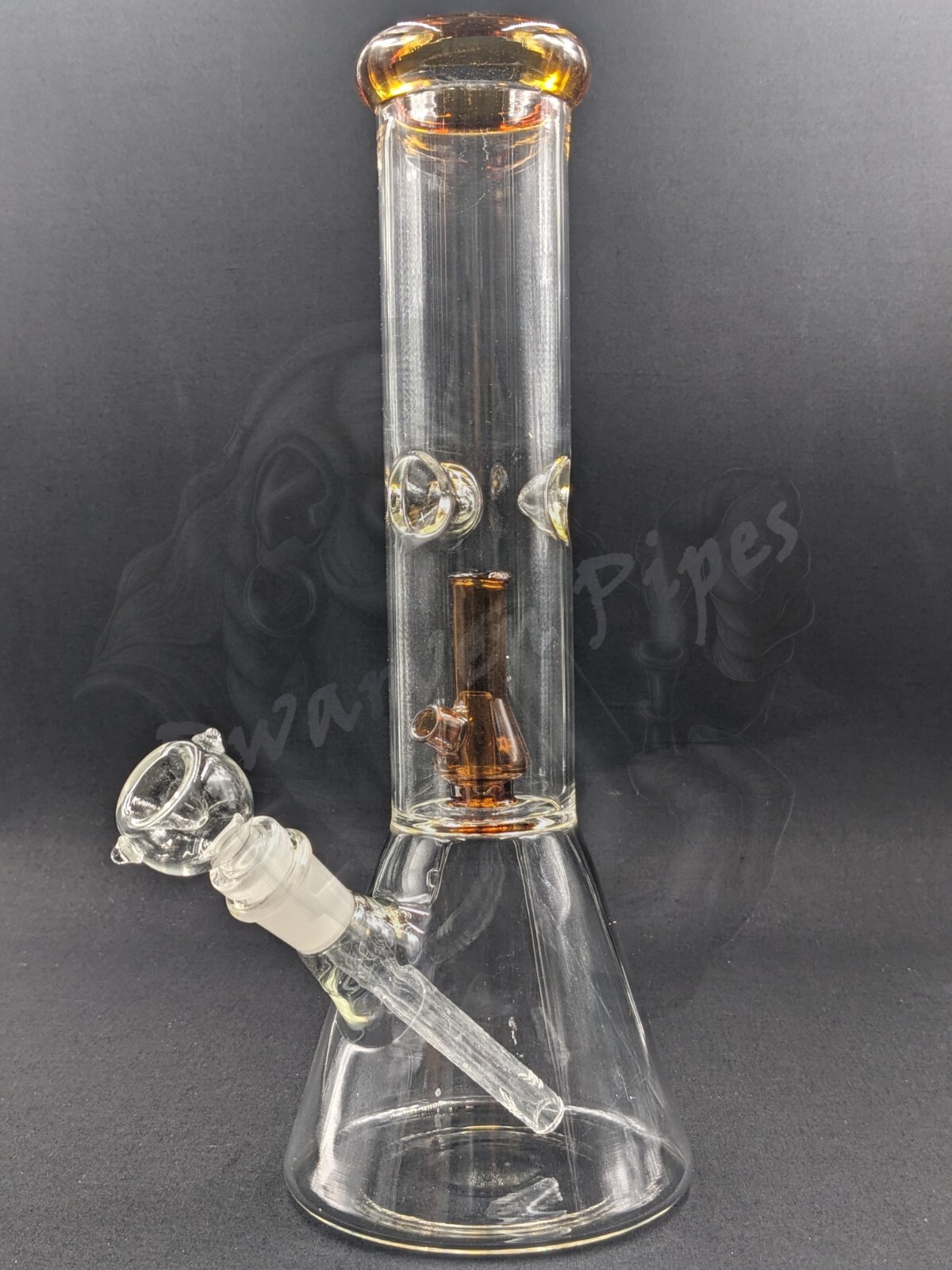 12&Prime; Inch Glass Hookah Water Pipe Bong Its Beaker within a Beaker Amber