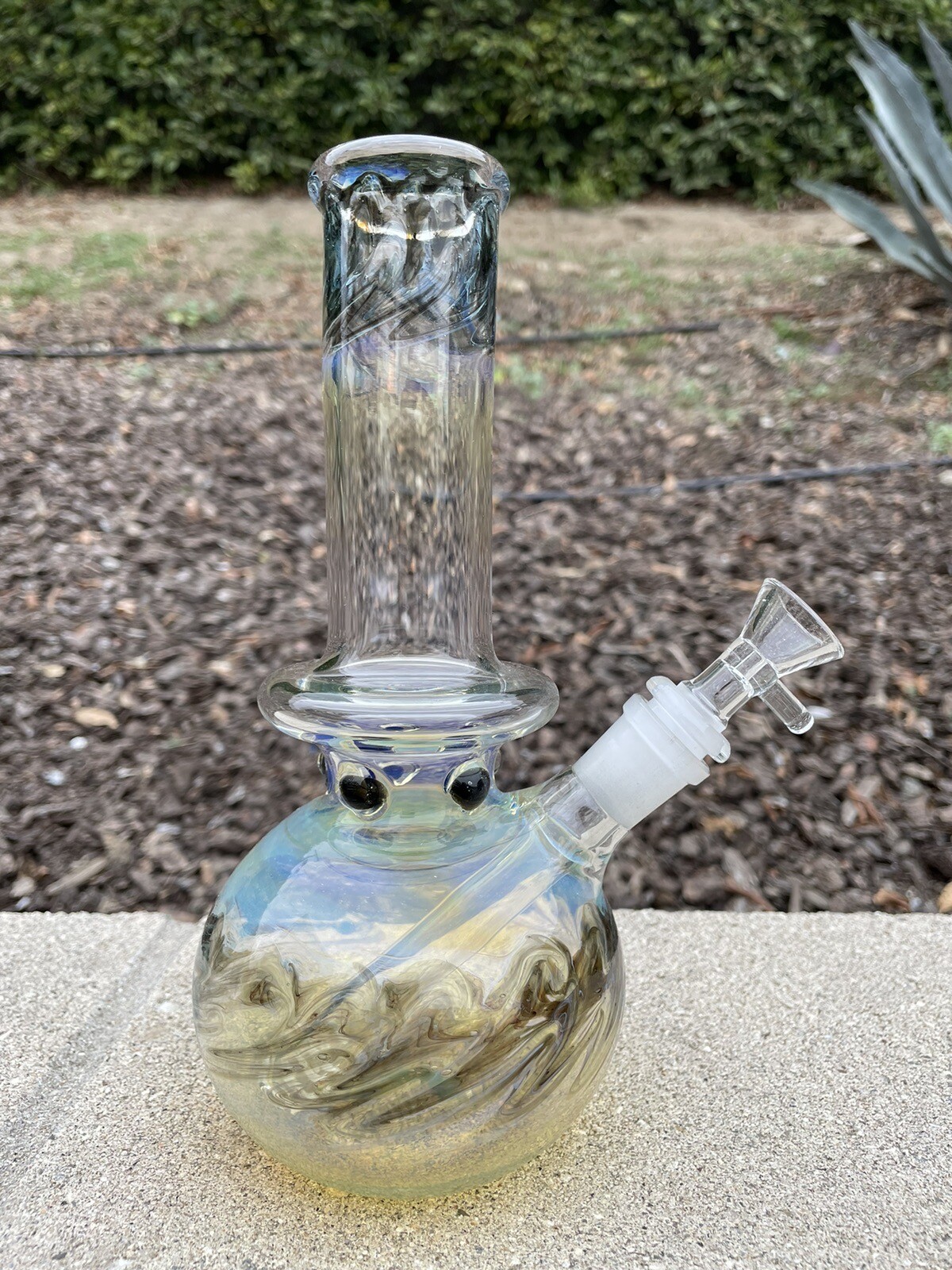 Hookah Water Pipe Heavy Glass 9”inch Base and ball Fumed Bong Black Color