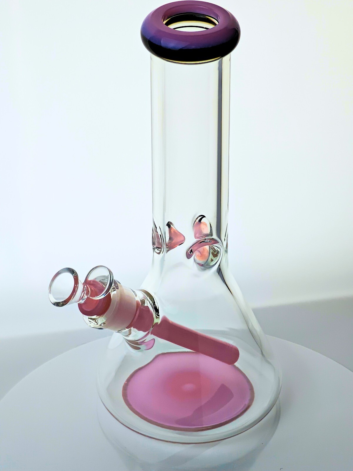 9mm Thick Glass Bong, 12 Inches Tall, Ice Pinch, Diffuser & Bowl – Pink