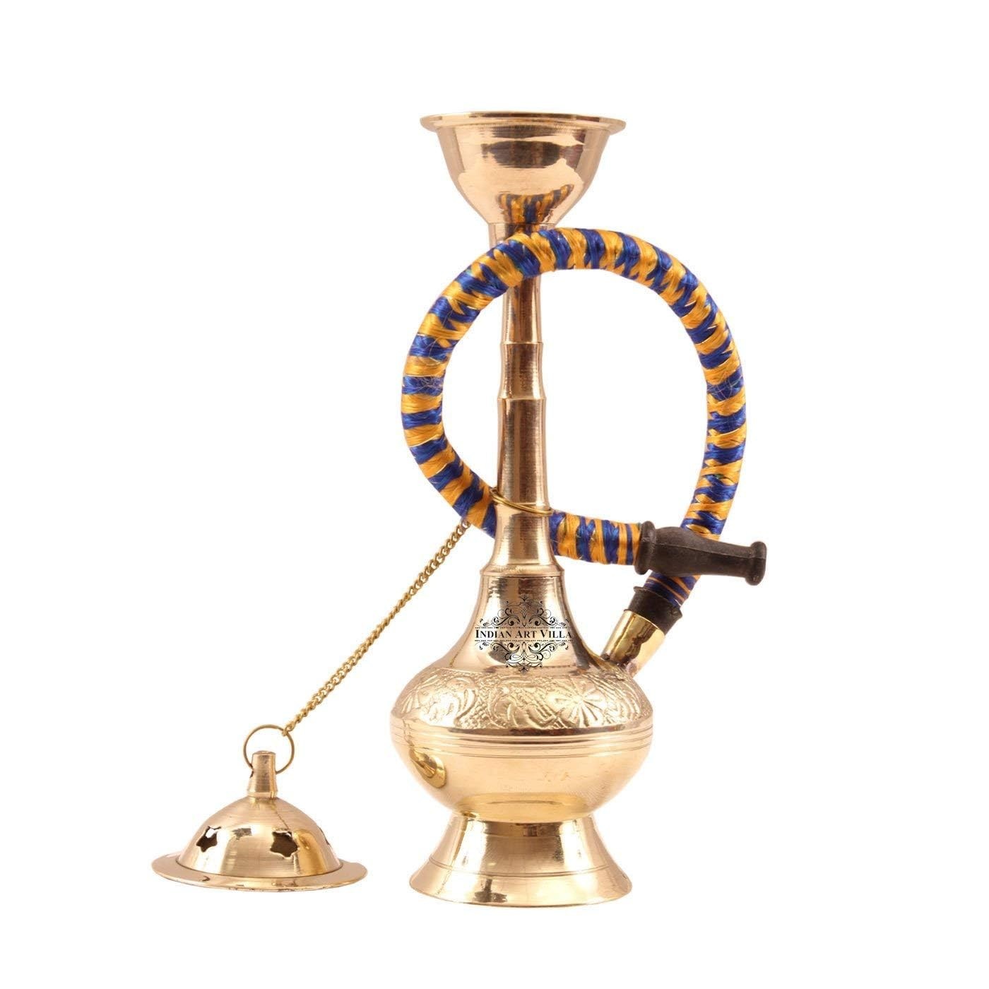 Golden Brass Metal Antique Designer Hookah Set Showpiece for Home Decoration and