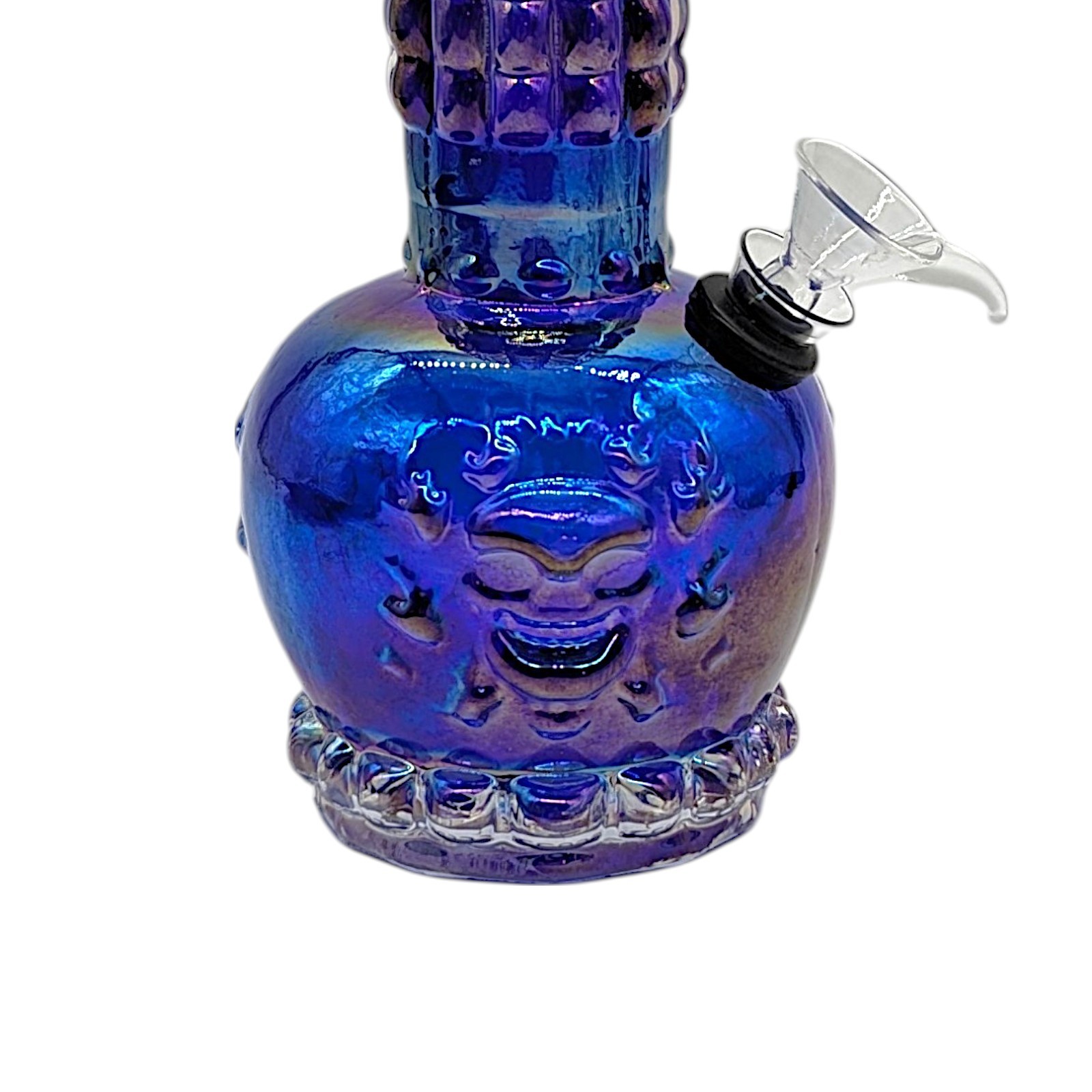 7&Prime; Soft Glass Water Pipe Mini Hookah Bong Skull Design Metallic Blue