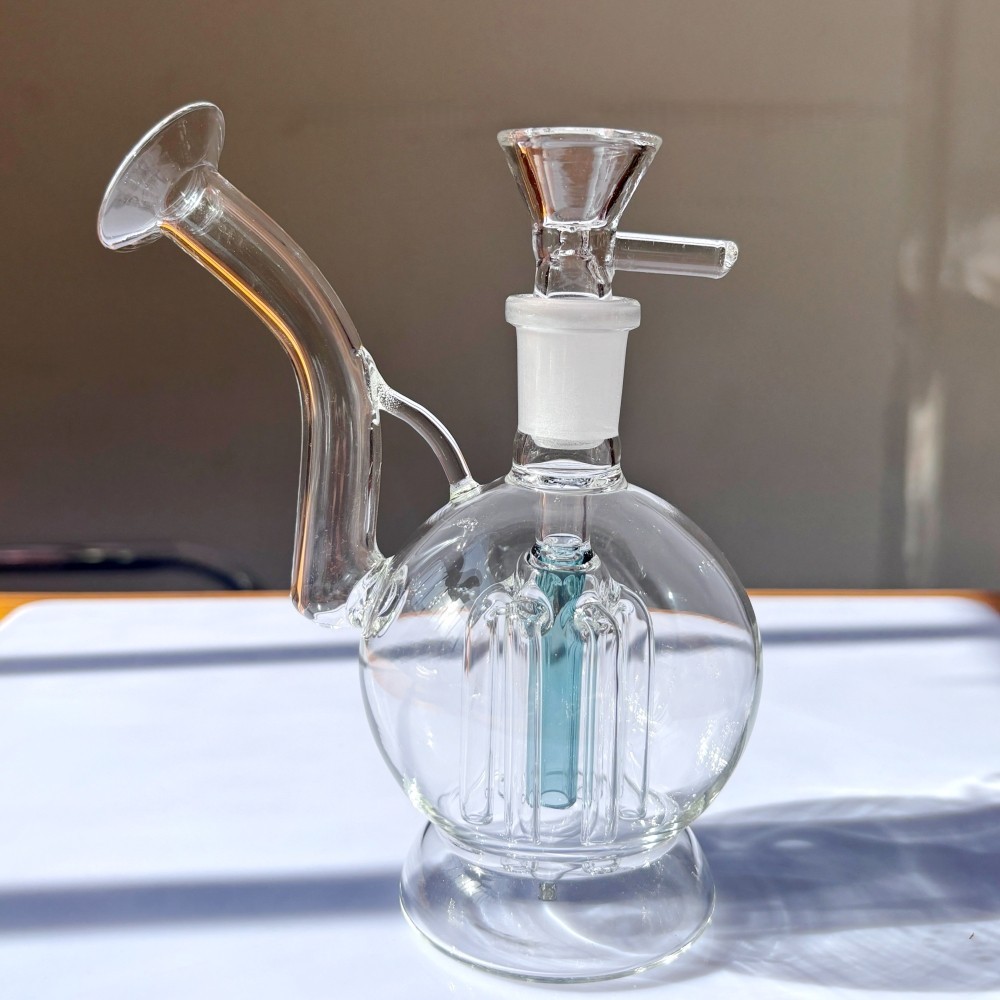 5&Prime; Glass Bong Bubbler Tree Arm Perc Round Ball Water Pipe w/14mm Tobacco Bowl