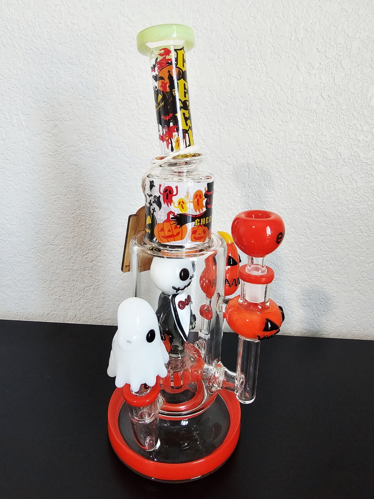 CHEECH GLASS Limited Ed. SPOOKY VIBES Ghostly Hit 3 pipes WATER PIPE/BONG/HOOKAH