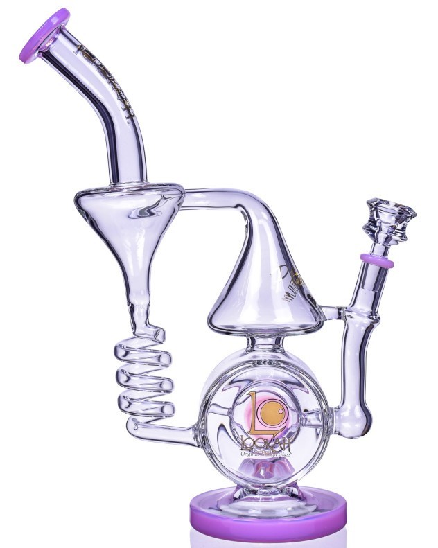 Smoke Artillery – Lookah® – 13&Prime; BARREL SPIRAL CONE RECYCLE BENT NECK GLASS WATER