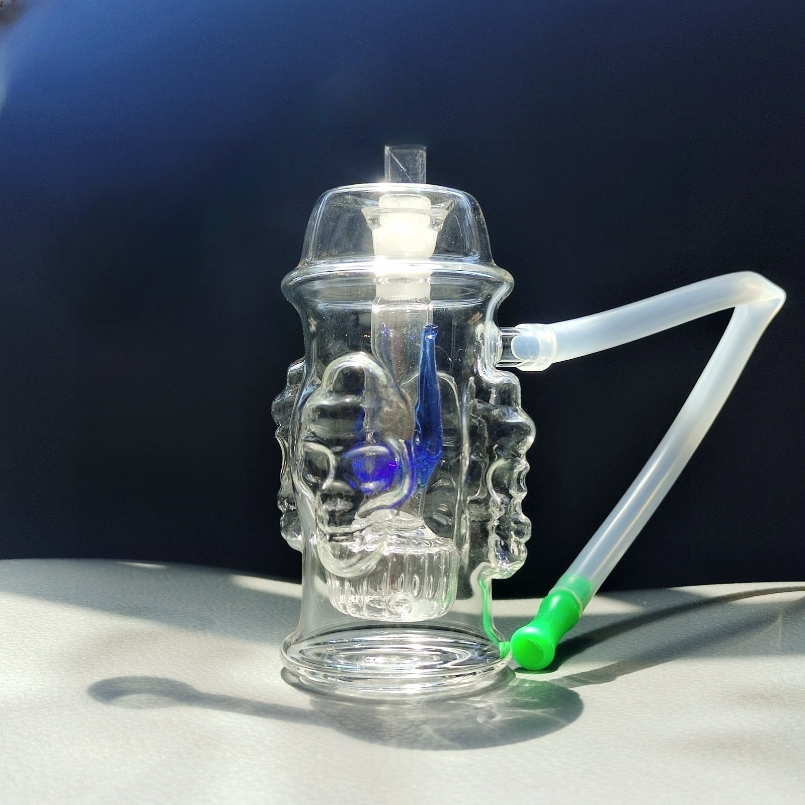 THICK MINI 3.5&Prime; Skull Glass Bong Smoking Water Pipe Hookah Bubbler W/Bowl