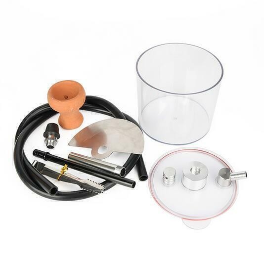 Aluminum Handle Cylindrical Mouthpiece Silicone Tube Acrylic Finished Hookah Set