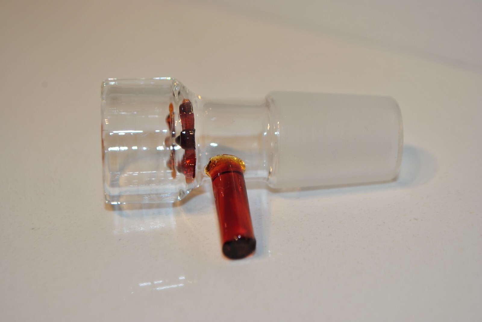 18MM GLASS BOWL MALE INSERT WITH ASHCATCHER 4COLORS AVAIL 14MM & 18MM AVAIL ALSO