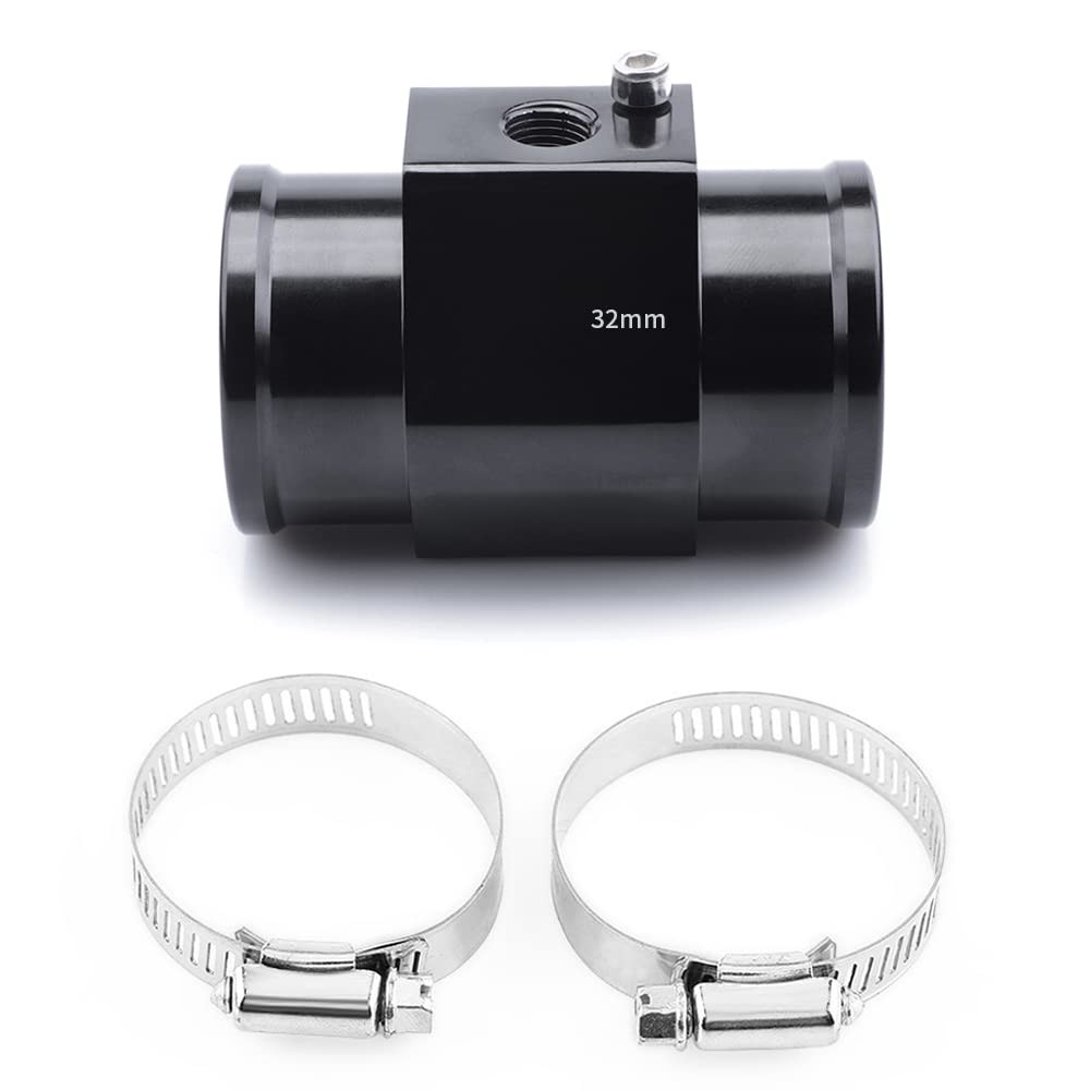 ZHSYMX 32mm Black Aluminum Water Temp Joint Pipe Sensor Adapter