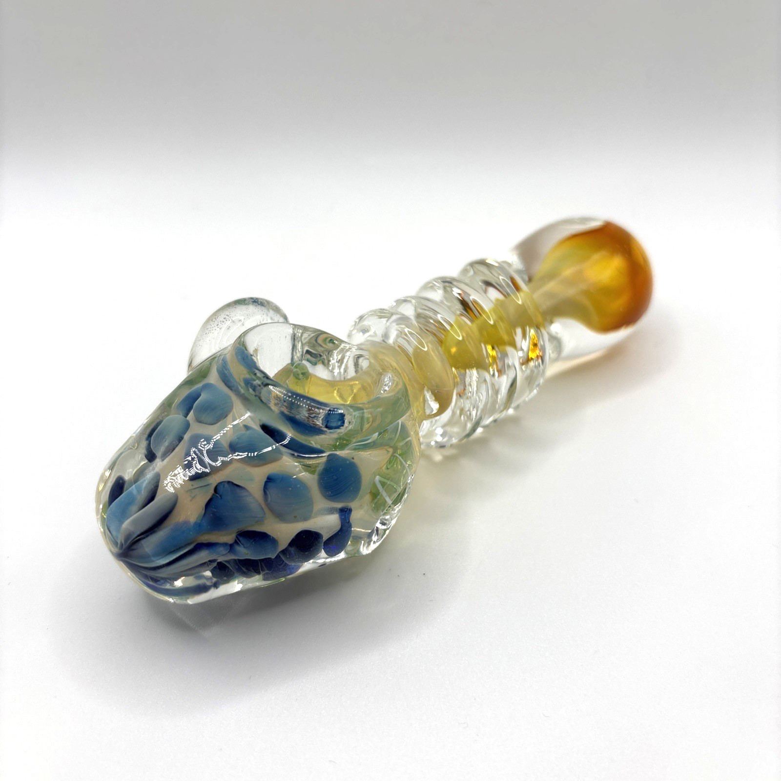 5&Prime; Glass Smoking Bowl Hand Pipe Tobacco SALE USA Blue Ripped