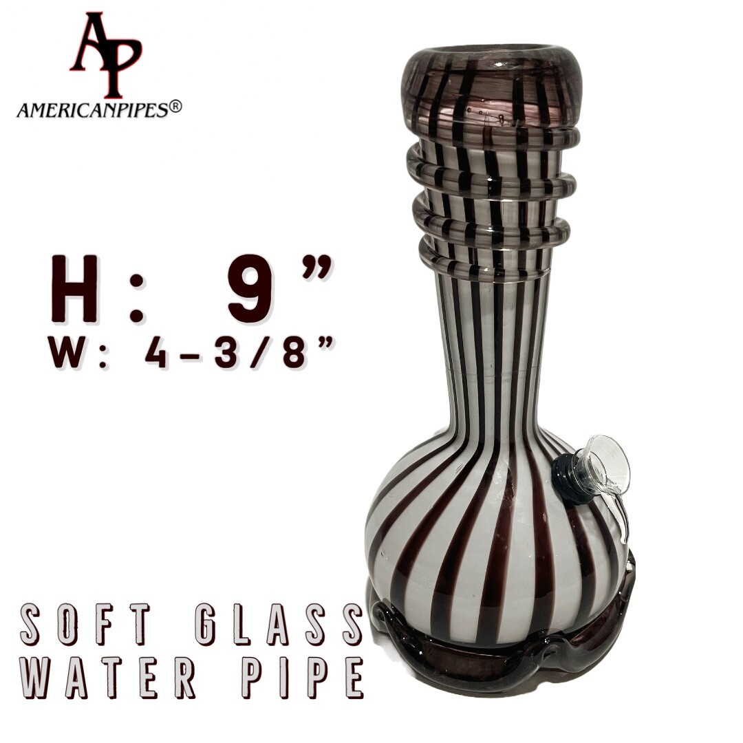 9” Circus Water Pipe/ Heavy Soft glass Pipes By INHALE & AmericanPipes