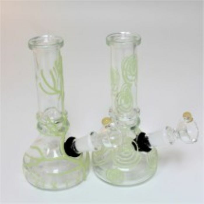 Hookah Water Pipe Glass Bubbler 6 inch Glow in the Dark Bong