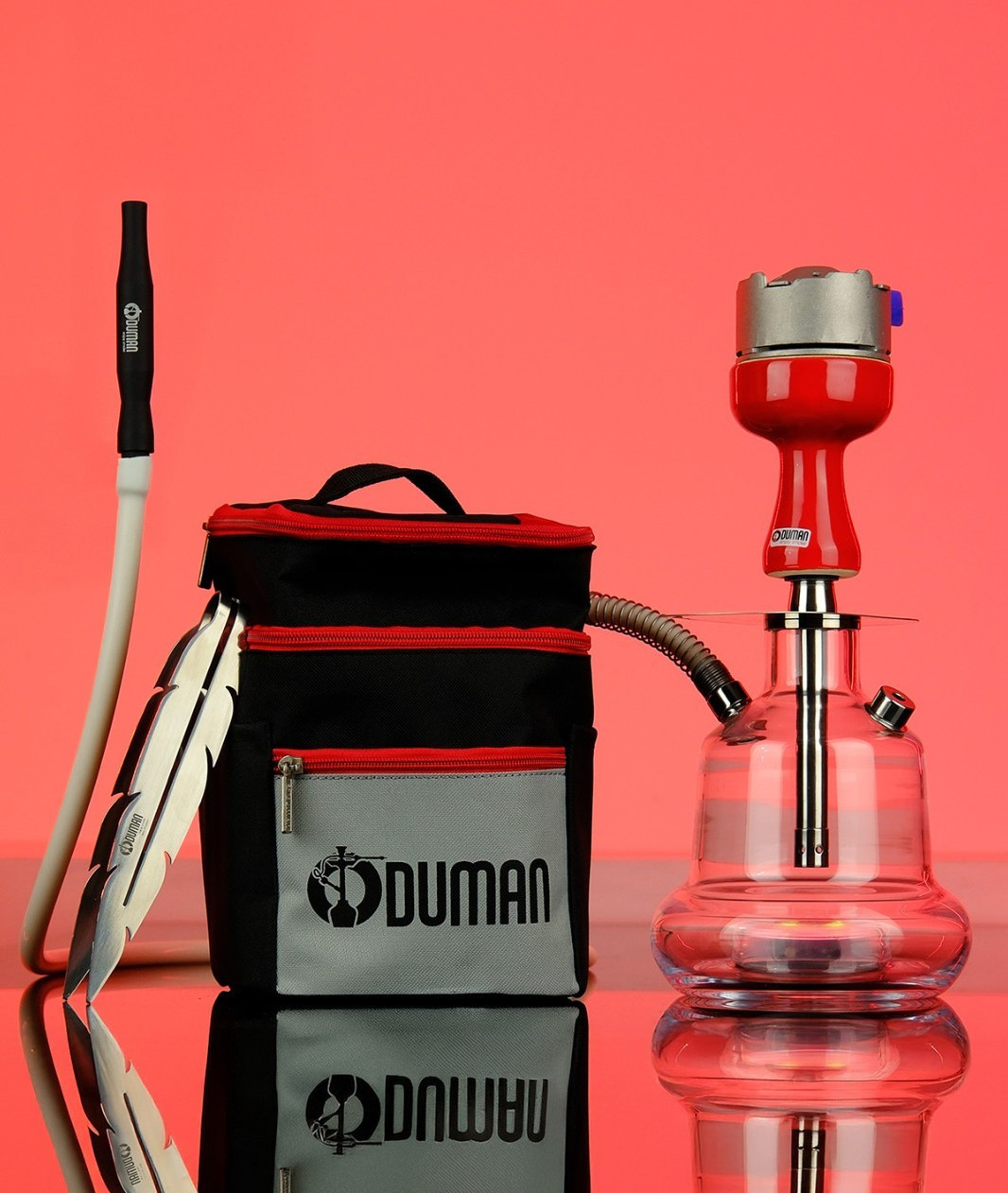ODUMAN N4 Midi GLASS Stainless Steel Shisha Hookah, Bowl Ignis Tong Nargile SET