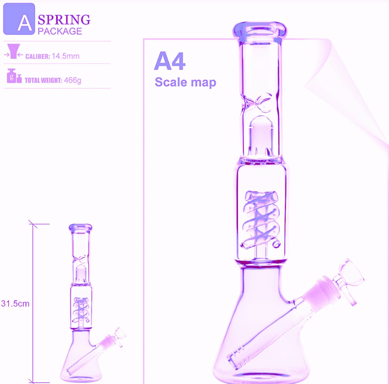 13&Prime; Pink Glass Heavy Bong Hookah Water Pipe Heavy Beaker with Custom Made Bowl