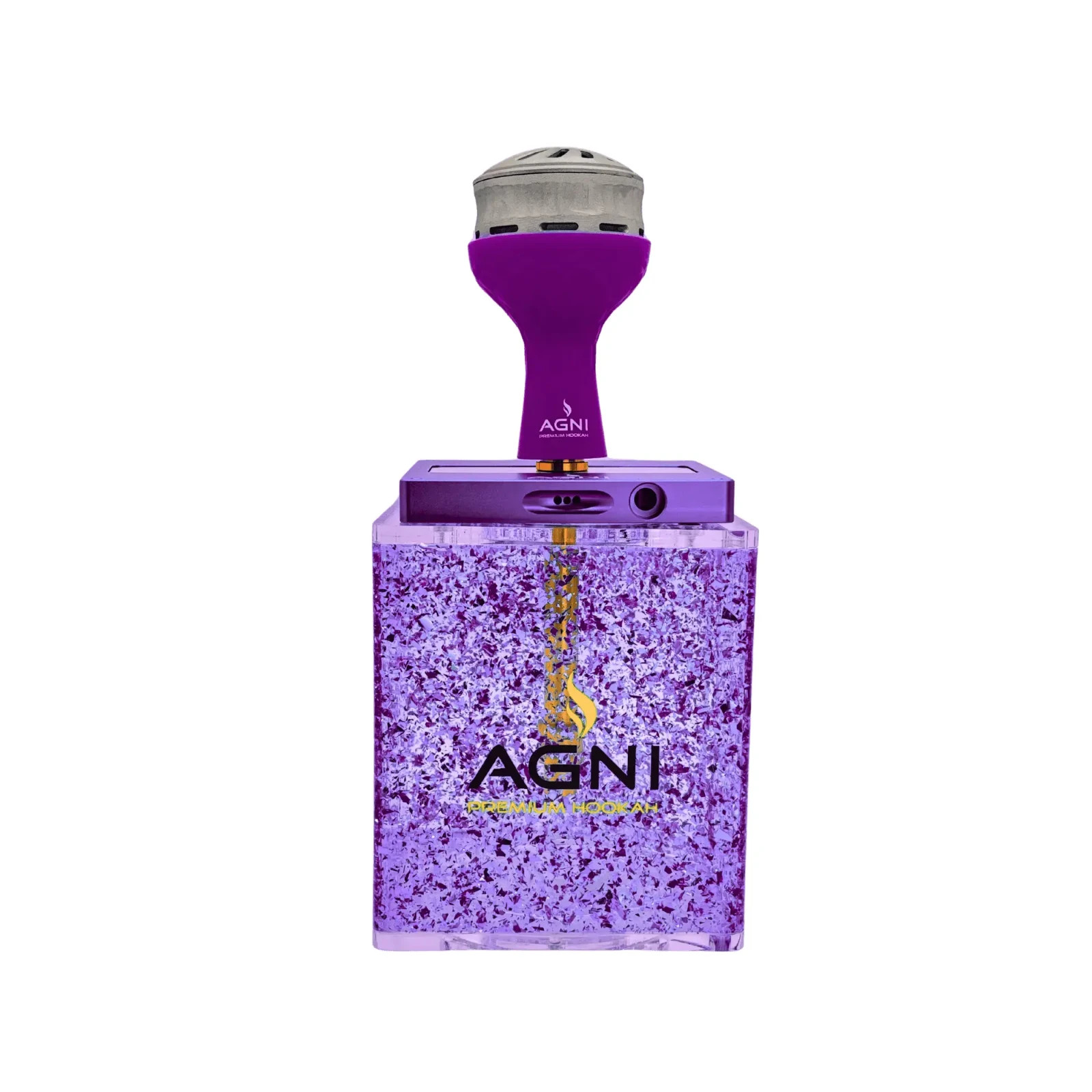 AGNI Rock Premium Hookah | LED Glass | Titanium | 12&Prime; | FREE Shipping