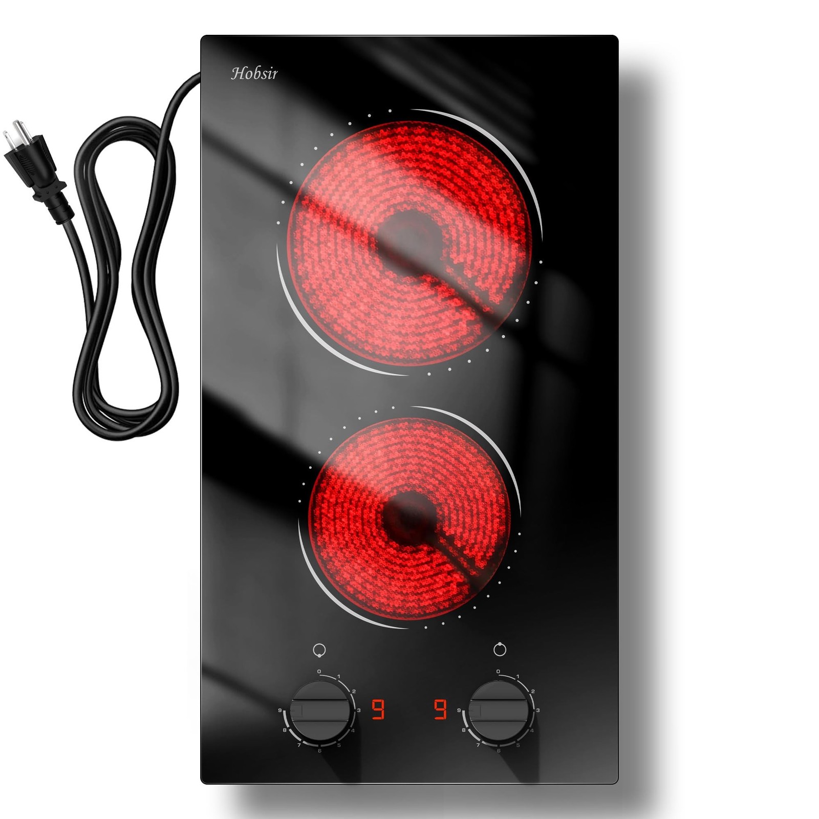 Hobsir 2 Burner Electric Cooktop 110v, Plug in Electric Stove Top, 2000W Elec…