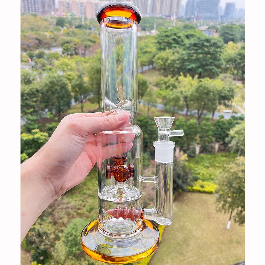 13&Prime; Heavy Glass Bong Percolate Bongs Smoking Hookah 1.8lb Water Pipe 19mm Bowl