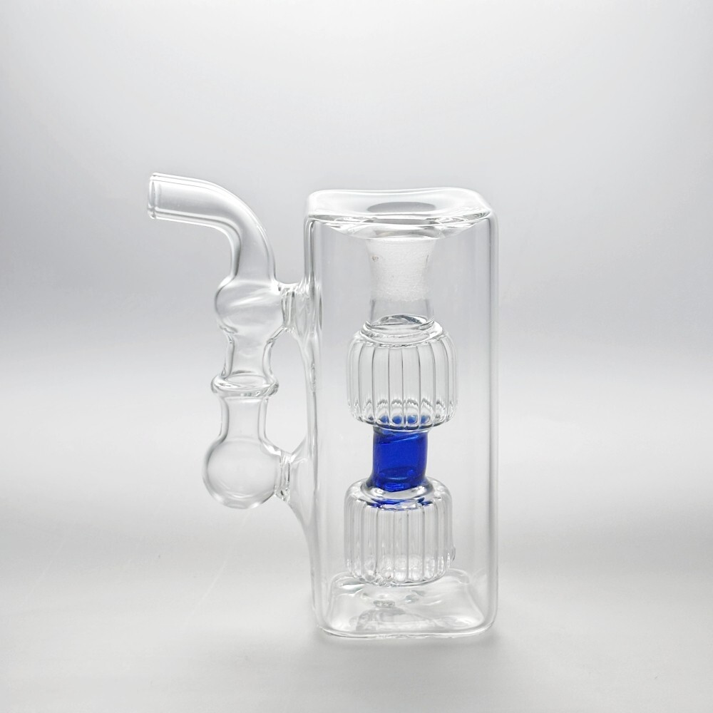 4&Prime; Glass Bong Double Filter Perc Smoking Water Pipe Hookah Bubbler W/Bowl