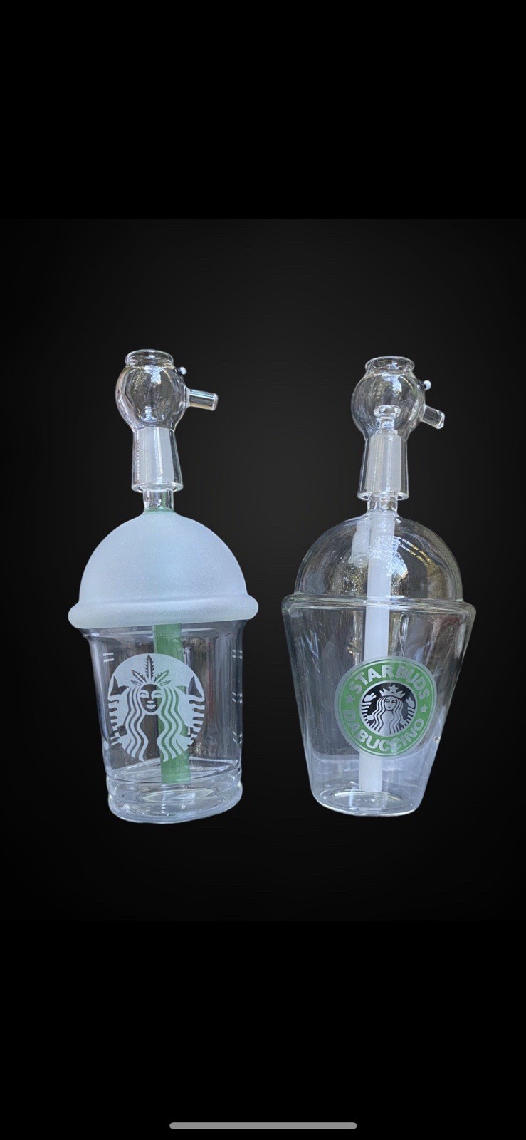 Glass Bong Water Pipe Hookah Green Tube Ice Cappuccino Cup 8” Dome Nail