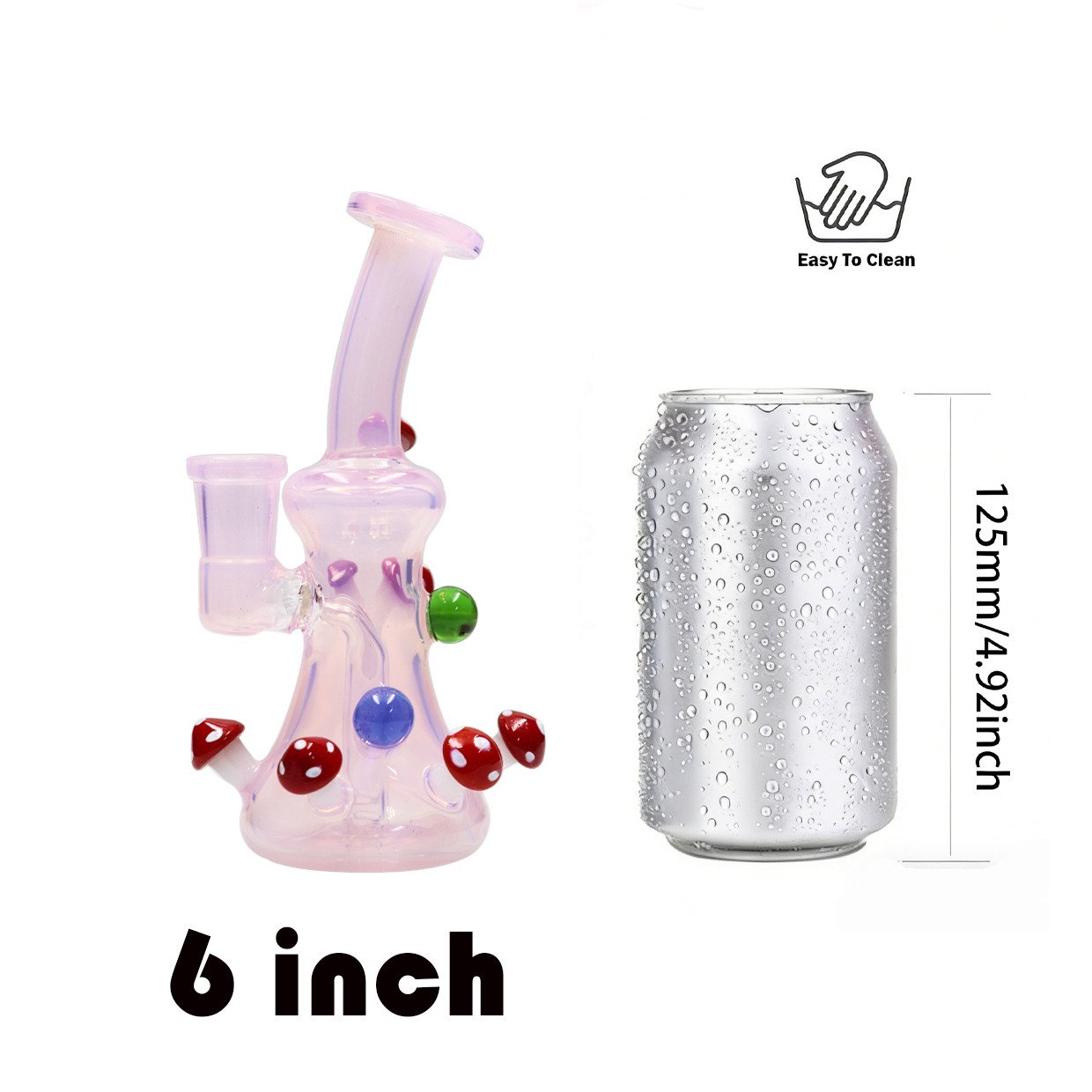 Random 6in Mushroom Glass Bong Water pipes Smoking BUBBLER Bong Hookah 14mm Bowl