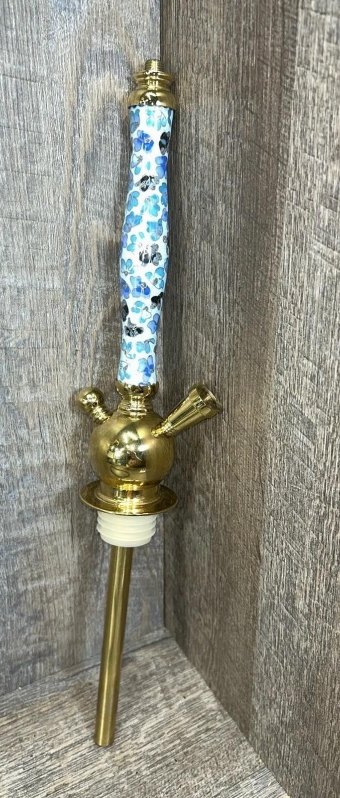 Hookah For Parts Or Repair Incomplete Brass And Ceramic W/wood Tips On Hose