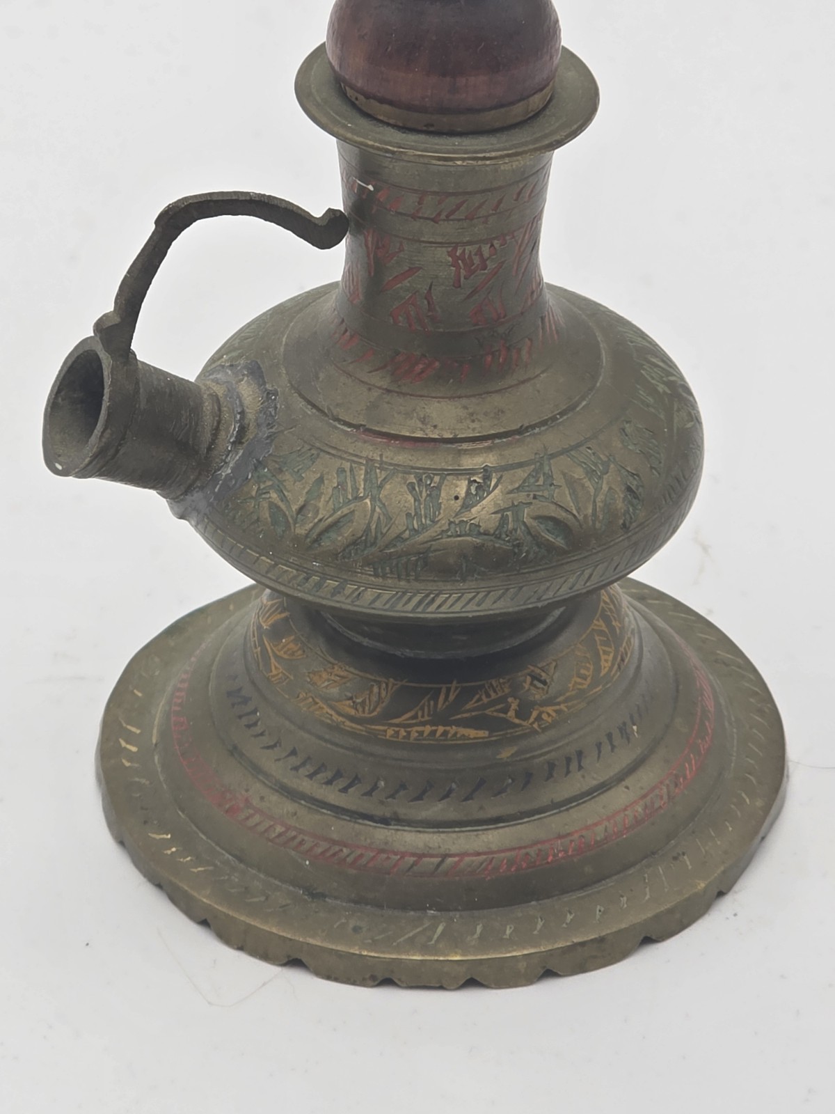 Vintage Mini Brass Hookah Hand-Engraved Indo-Persian Travel Gheloun