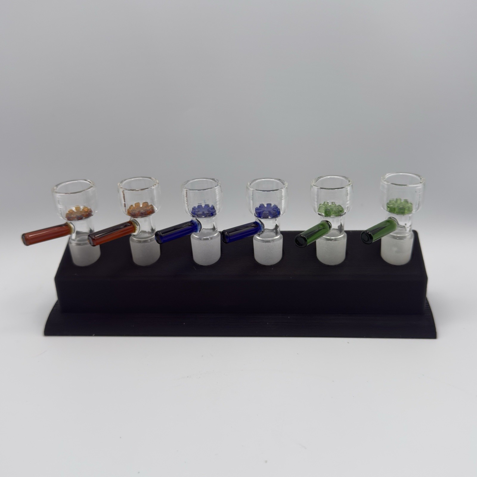 14mm Glass Bowl Piece Slide Honeycomb Color Set W/ Display Stand For Water Pipes
