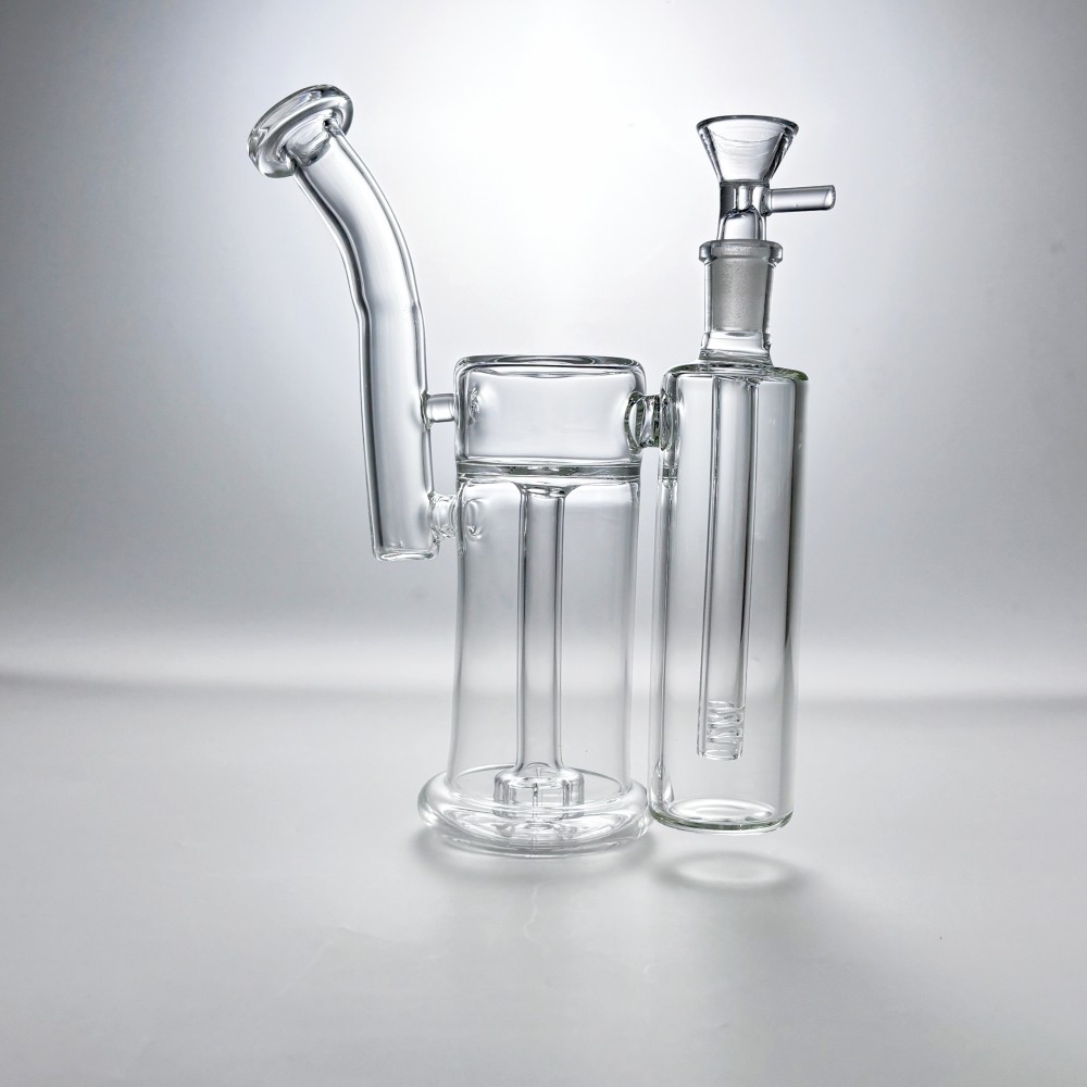 THICK 9&Prime; Glass Bong Double Chamber Water Pipe Tobacco Smoking Hookah W/Bowl