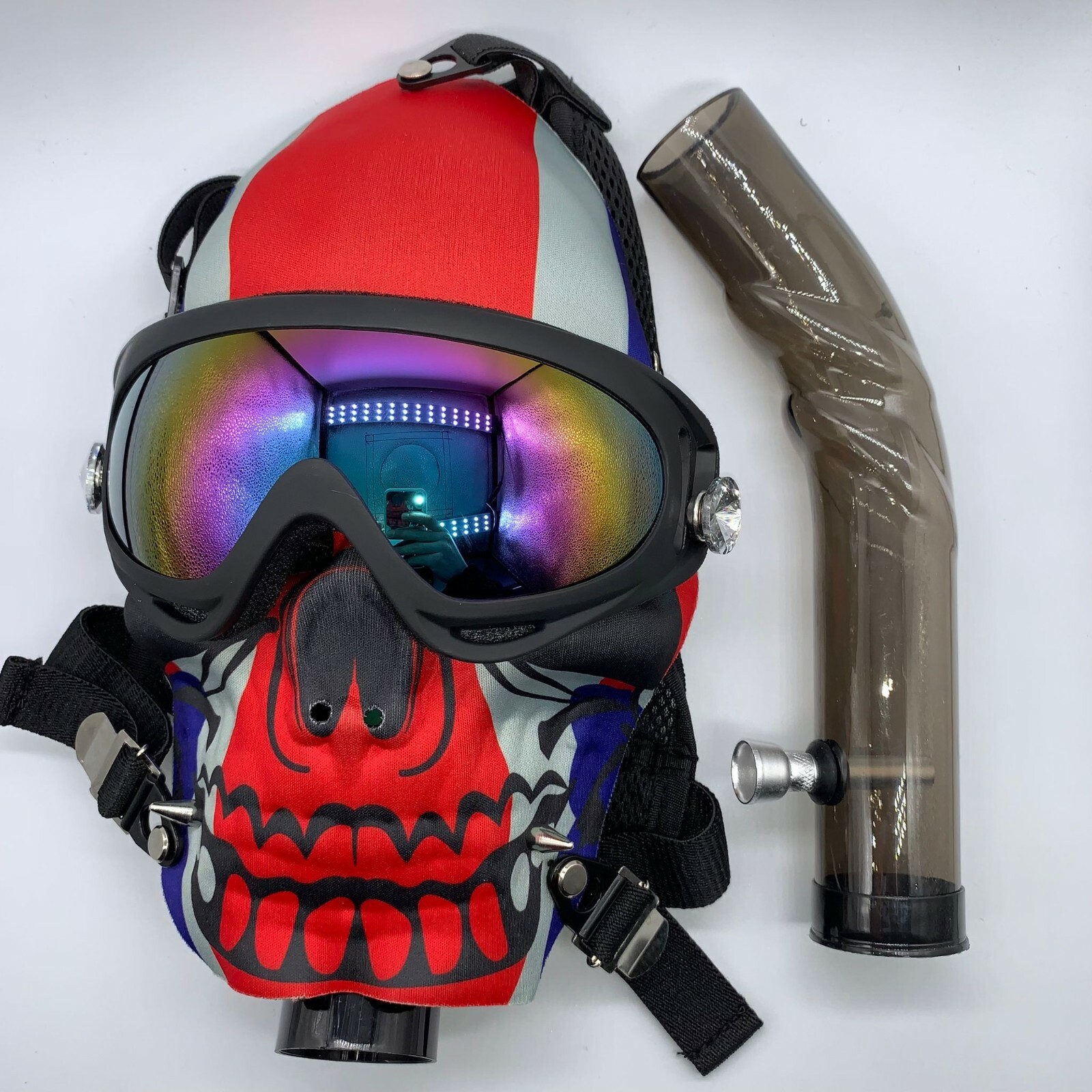 ski googles skull USA flag silicon gas mask with curve hookah water pipe bubbler