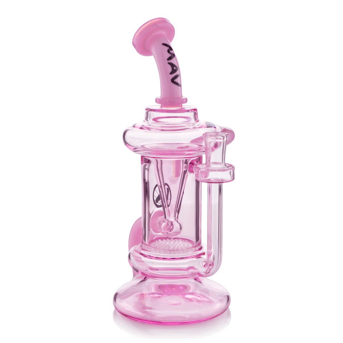 MAV GLASS Big Bear Water Pipe RECYCLER, BUBBLER, AMERICAN MADE, COLOR PINK